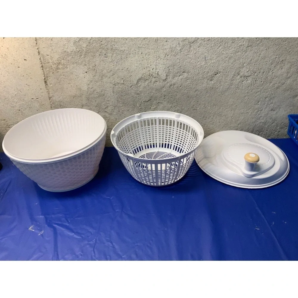 Salad Spinner Vegetable Washer Dryer Basket Colander Kitchen Tool‎ White